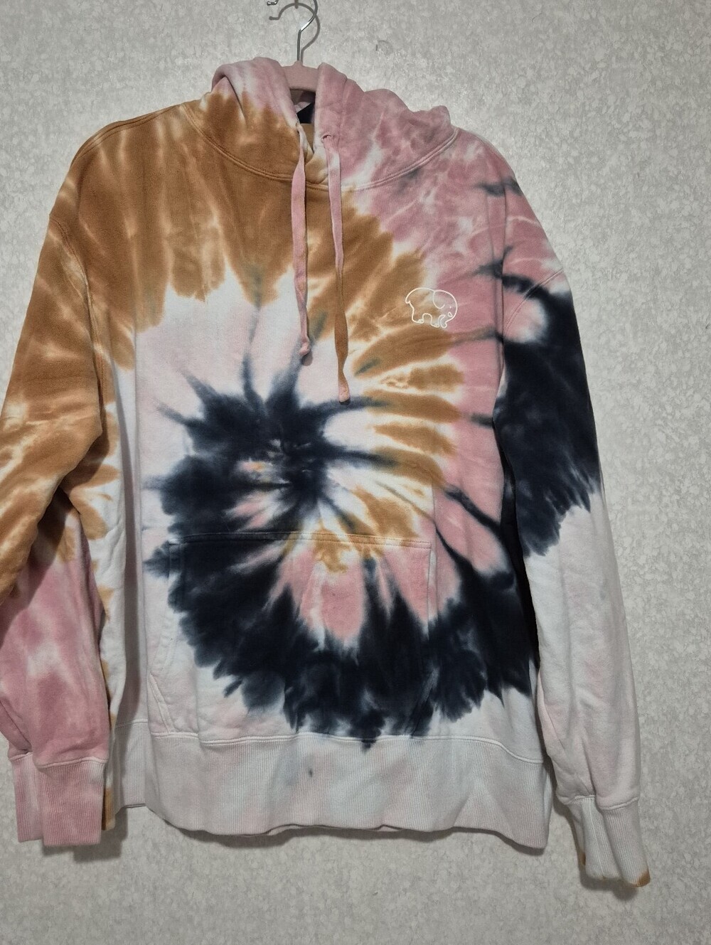 ivory ella Tie-Dye  Oversized Hoodie - Pink, Tan & Navy..Size:L